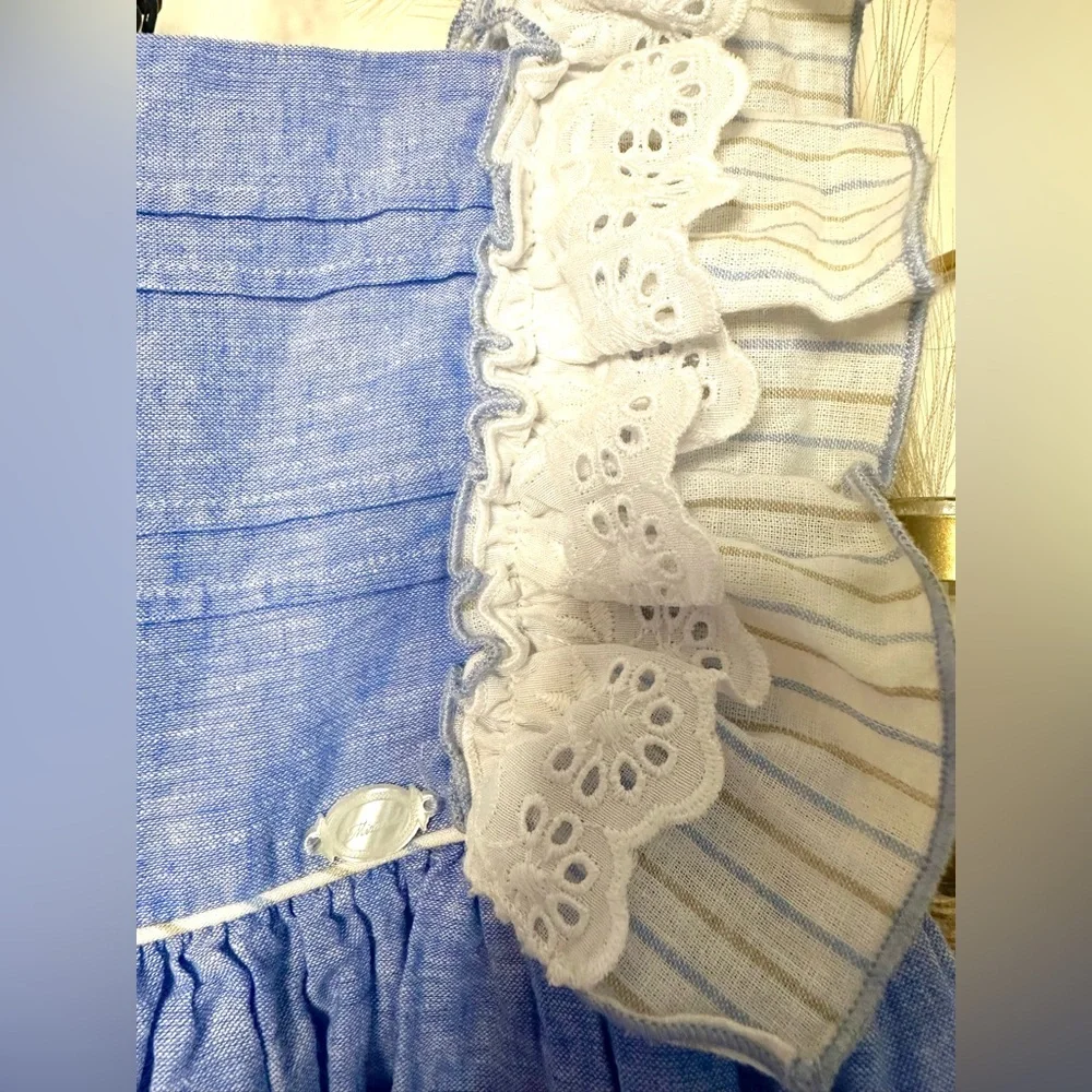 Blue and White Kids Dress - Picture 4 of 5